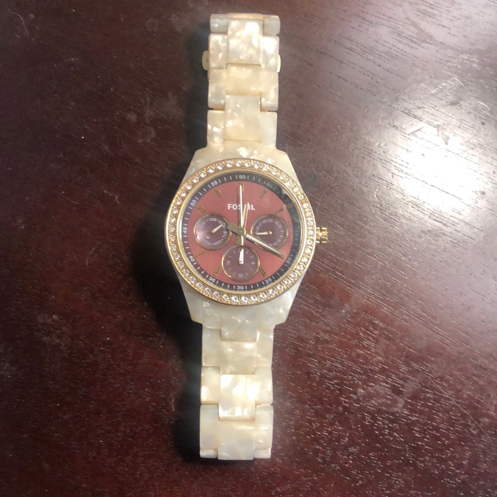 Mother of Pearl fossil watch (needs battery)